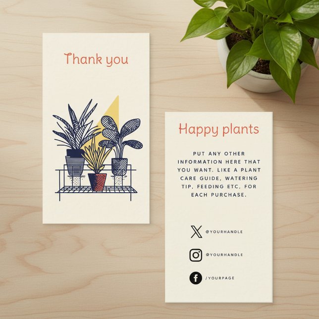 Tarjeta De Recepción Moderna Tienda De Plantas Gracias (Modern Plant Shop Thank You Enclosure Card.)