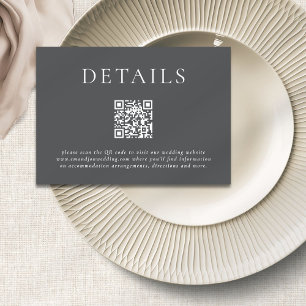 Tarjeta De Recepción Moderna tiporgrafía Boda de código QR detalles gri