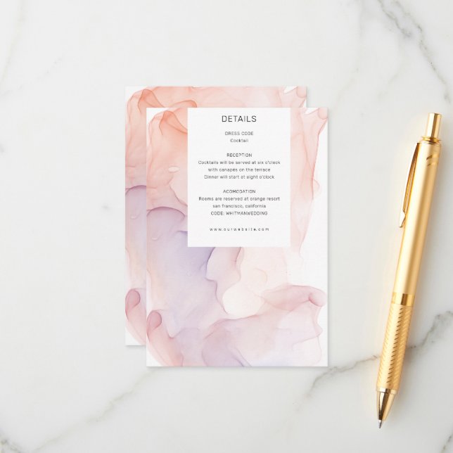 Tarjeta de recepción moderna transparente de seda  (Anverso/Reverso In Situ)