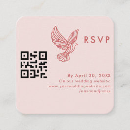 Tarjeta De Recepción Moderna y elegante boda Minimalista RSVP Código QR