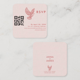 Tarjeta De Recepción Moderna y elegante boda Minimalista RSVP Código QR