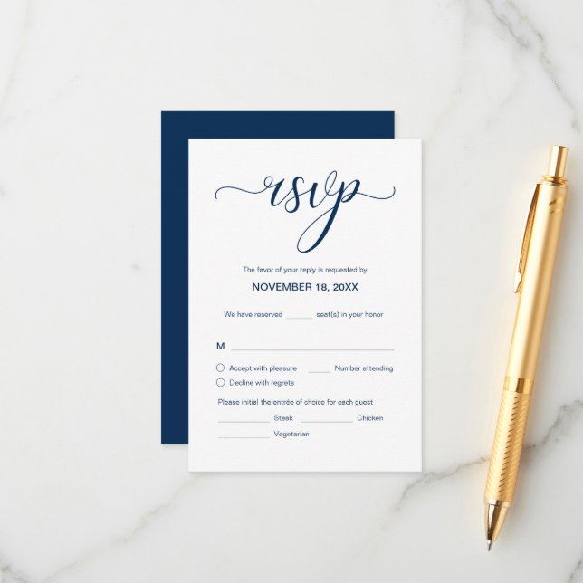 Tarjeta De Recepción Moderna y elegante boda RSVP, Responder (Anverso/Reverso In Situ)