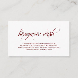 Tarjeta De Recepción Moderna y elegante Borgoña, Boda Descanso de luna