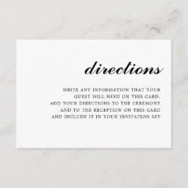 Tarjeta De Recepción Moderna y elegante dirección Boda simple negro