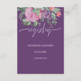 Tarjeta De Recepción Moderna y elegante Floral de boho morado
