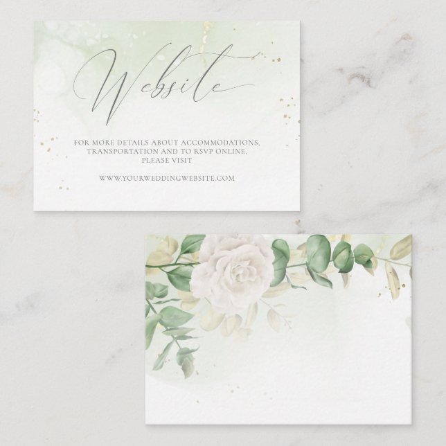 Tarjeta De Recepción Moderna y elegante página web de Boda de vegetació (Anverso / Reverso)