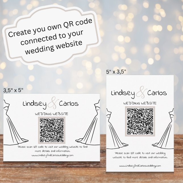 Tarjeta De Recepción Moderna y elegante ropa de cama de silueta (Choose between horizontal 3,5x5" and vertical 5x3,5". Addition to invitation for your guests.)