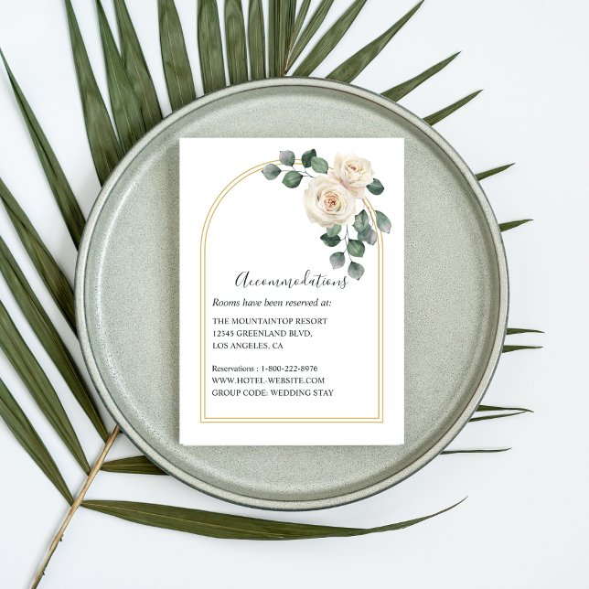 Tarjeta De Recepción Moderna y elegante Rosa Blanca y Boda del Arco Dor (Subido por el creador)