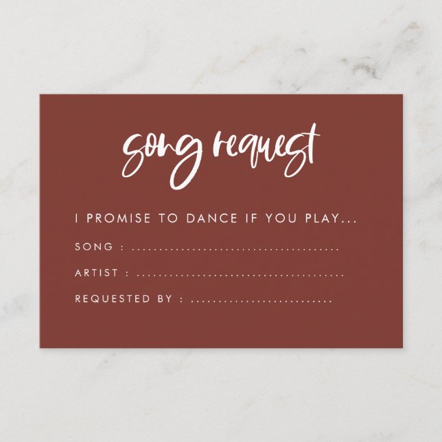 Tarjeta De Recepción Moderna y elegante terracota boda Canción (Anverso)