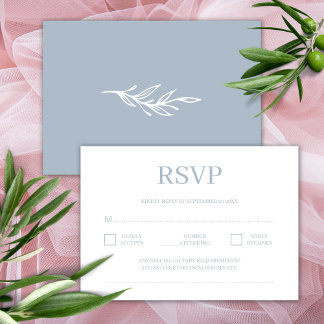 Tarjeta De Recepción Moderna y Minimalista boda azul turbia RSVP