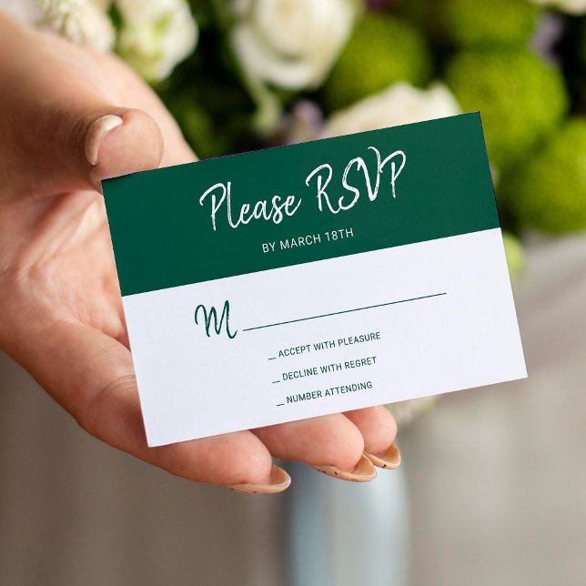 Tarjeta De Recepción Moderna y sencilla boda de escritura verde oscuro  (Subido por el creador)