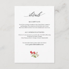 Tarjeta De Recepción Modernas flores de jardín Boda manuscrita informac