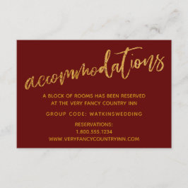 Tarjeta De Recepción Modernas olas de oro Alojamiento Boda de Borgoña