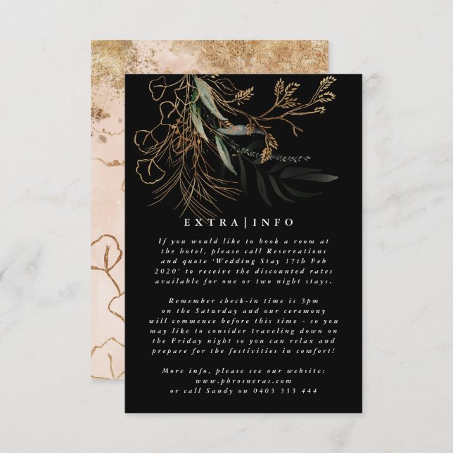 Tarjeta De Recepción MODERNO ABSTRACTO Eucalyptus Botánico ONYX INFO (Anverso / Reverso)