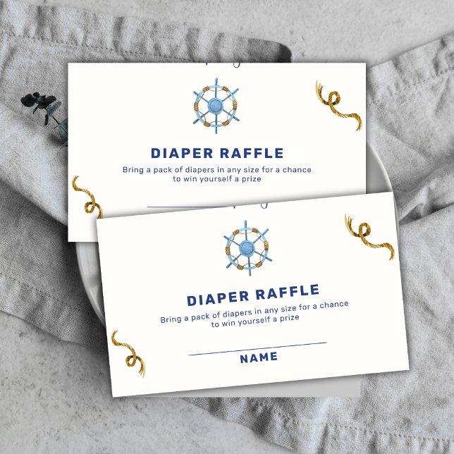Tarjeta De Recepción Moderno Ahoy Niño Náutico Diaper Raffle Baby Showe (Modern Ahoy Nautical Boy Diaper Raffle Baby Shower Enclosure Card)