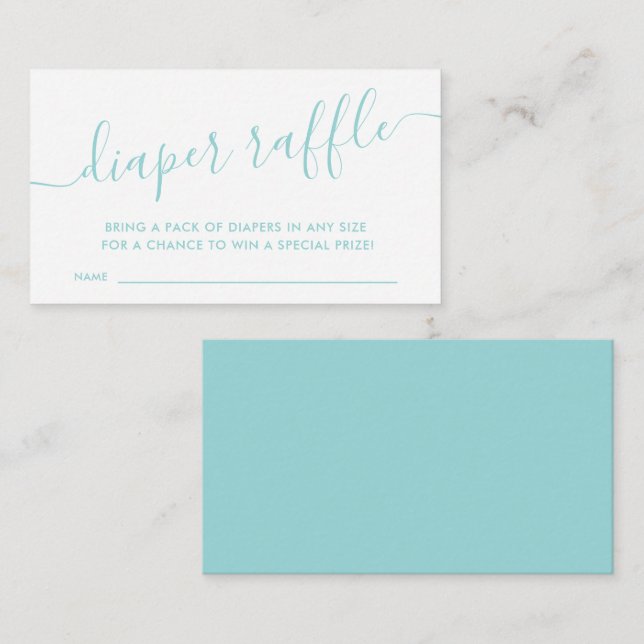 Tarjeta De Recepción Moderno Aqua Blue Baby Diaper Raffle Enclosure Car (Anverso / Reverso)