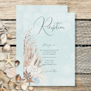 Tarjeta De Recepción Moderno Aqua Ocean & Shells Wedding Reception