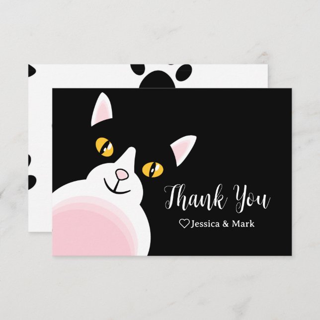 Tarjeta De Recepción Moderno Arch Black Cat Baby Shower Gracias (Anverso / Reverso)