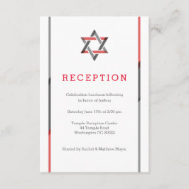 Tarjeta De Recepción Moderno Bar Mizvah - Rojo y Negro