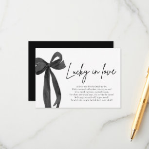 Tarjeta De Recepción Moderno Black Bow Lucky en Love Lottery Ticket