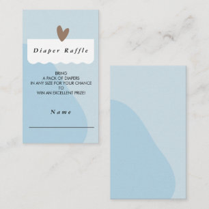 Tarjeta De Recepción Moderno Blue Heart Baby Shower Diaper Raffle