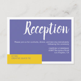 Tarjeta De Recepción Moderno boda amarillo púrpura contemporáneo mínimo