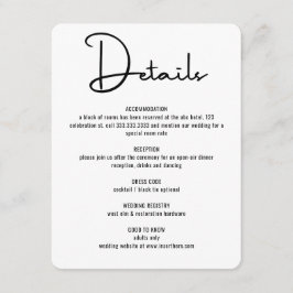 Tarjeta De Recepción Moderno Boda de escritura de caligrafía negra míni