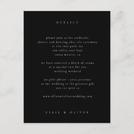 Tarjeta De Recepción Moderno Boda de fotografía beige y boho negro