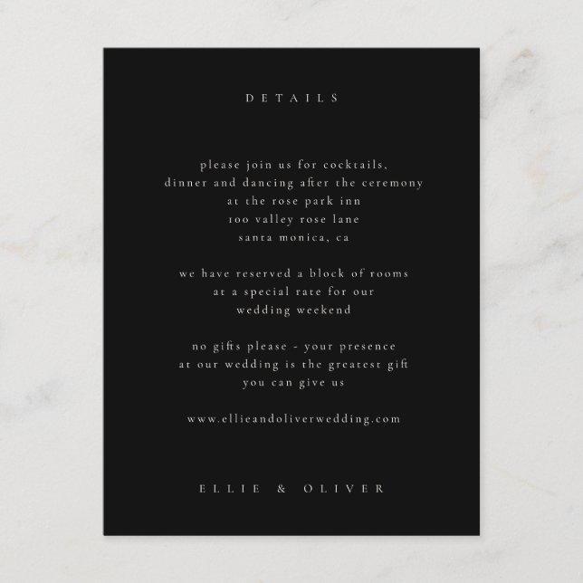 Tarjeta De Recepción Moderno Boda de fotografía beige y boho negro (Anverso)