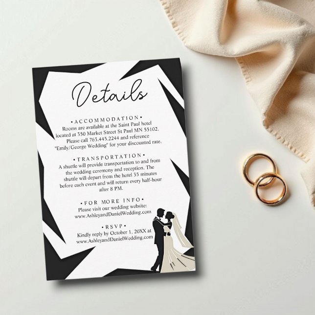 Tarjeta De Recepción Moderno Boda de Moda de parejas blancas y negras (Subido por el creador)