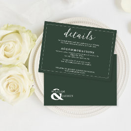 Tarjeta De Recepción Moderno Boda elegante de guión verde esmeralda