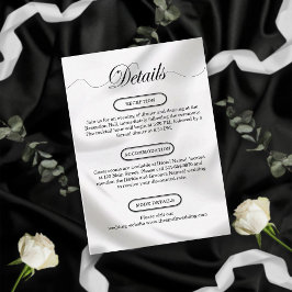 Tarjeta De Recepción Moderno Boda Minimalista Detalles Elegante Blanco
