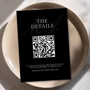 Tarjeta De Recepción Moderno Boda Minimalista elegante negro y blanco