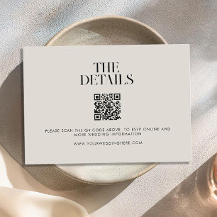 Tarjeta De Recepción Moderno Boda Minimalista negro y Moda de marfil
