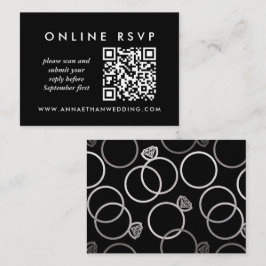 Tarjeta De Recepción Moderno Boda Silver en línea Código QR RSVP