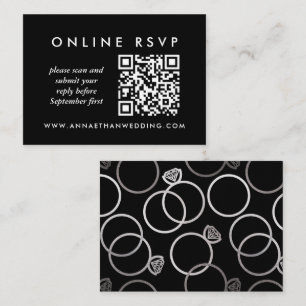 Tarjeta De Recepción Moderno Boda Silver en línea Código QR RSVP