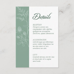 Tarjeta De Recepción Moderno Boda verde de arcilla mínima
