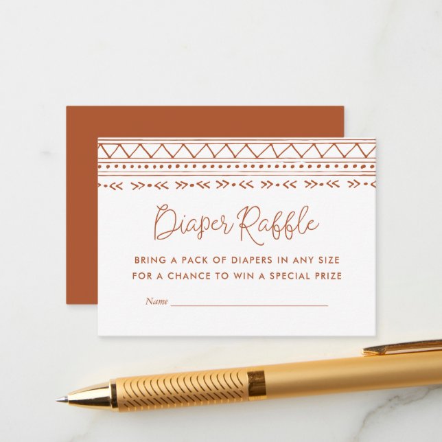 Tarjeta De Recepción Moderno Boho Baby Shower Diaper Raffle (Anverso/Reverso In Situ)