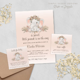 Tarjeta De Recepción Moderno Boho Elephant Baby Shower Diaper Raffle