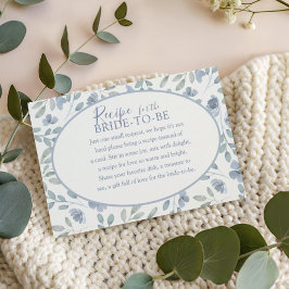Tarjeta De Recepción Moderno Botánico Azul Receta para la Novia Floral