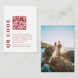 Tarjeta De Recepción Moderno código QR Boda rojo y blanco foto