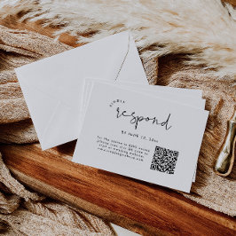Tarjeta De Recepción Moderno código QR en blanco y negro de boda RSVP