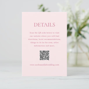 Tarjeta De Recepción Moderno código QR rosa elegante matrimonio