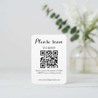 Tarjeta De Recepción Moderno código QR simple y Boda RSVP