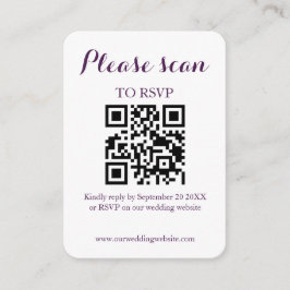 Tarjeta De Recepción Moderno código QR simple y Boda RSVP