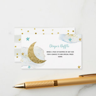 Tarjeta De Recepción Moderno Diaper Moon Azul Raffle