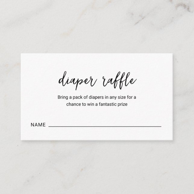 Tarjeta De Recepción Moderno Diaper Raffle Minimal Simple Baby Shower (Anverso)