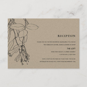 TARJETA DE RECEPCIÓN MODERNO DIBUJO DE LÍNEA RÚSTICO KRAFT FLORAL RECEP