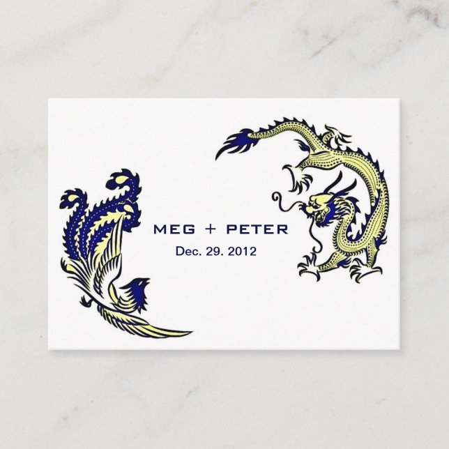 Tarjeta De Recepción Moderno Dragon-Phoenix Boda China RSVP (Anverso)