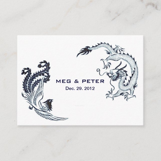 Tarjeta De Recepción Moderno Dragon-Phoenix Boda China RSVP (Anverso)